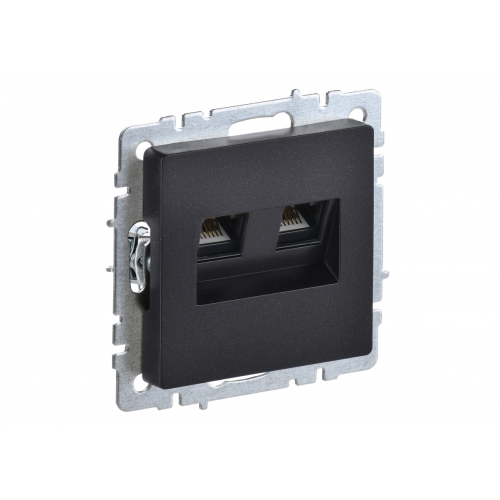 BRITE Розетка компьютерная двойная RJ45 кат.5E РК10-2-БрЧ черный IEK
