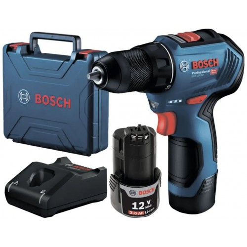 Аккум. дрель-шуруповерт BOSCH GSR 12V-30 в чем. (12.0 В, 2 акк., 2.0 А/ч Li-Ion, 2 скор., 30 Нм, шу