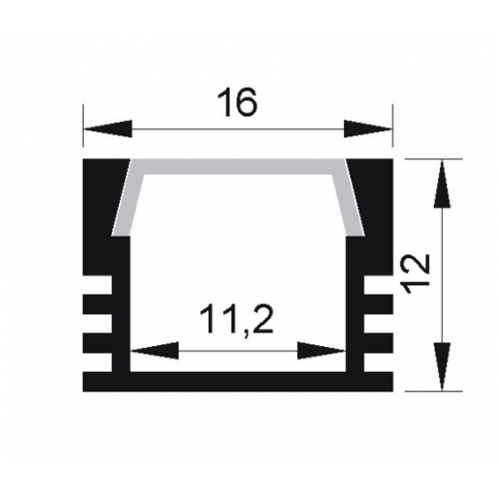 Аксессуар Профиль  PAL 1612 накладной (2м) анодированный