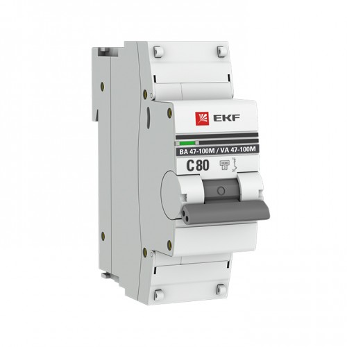 Автоматический выключатель 1P  80А (C) 10kA ВА 47-100M с электромагнитным расцепителем EKF PROxima
