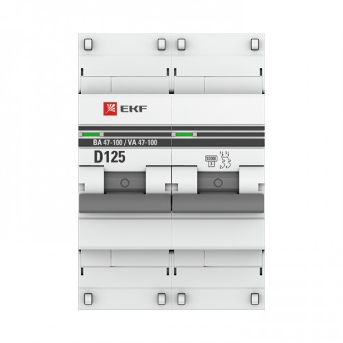 Автоматический выключатель 2P 125А (D) 10kA ВА 47-100 EKF PROxima