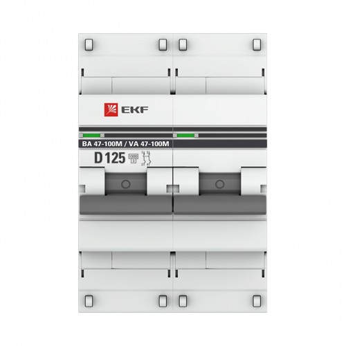 Автоматический выключатель 2P 125А (D) 10kA ВА 47-100M с электромагнитным расцепителем EKF PROxima