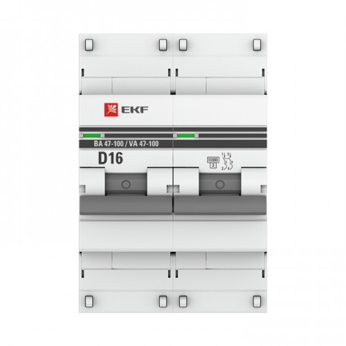Автоматический выключатель 2P  16А (D) 10kA ВА 47-100 EKF PROxima