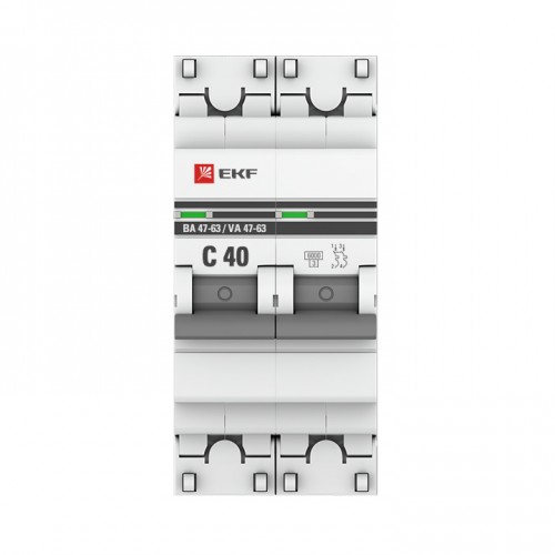 Автоматический выключатель 2P 40А (C) 6кА ВА 47-63 EKF PROxima