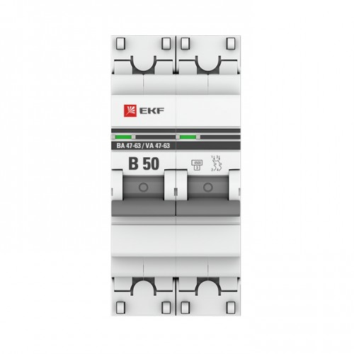 Автоматический выключатель 2P 50А (В) 4,5kA ВА 47-63 EKF PROxima