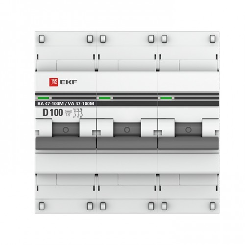 Автоматический выключатель 3P 100А (D) 10kA ВА 47-100M c электромагнитным расцепителем EKF PROxima