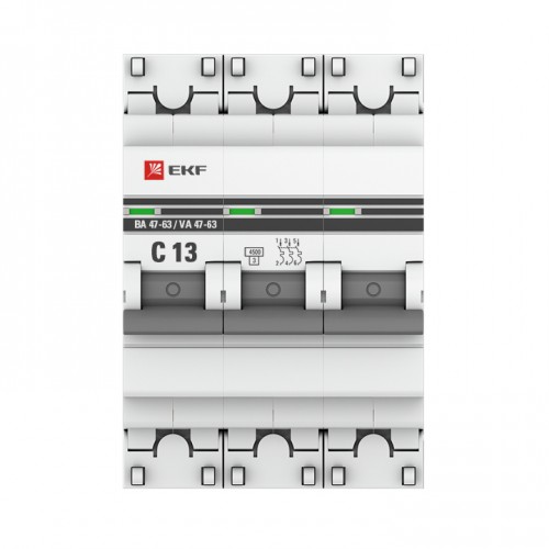 Автоматический выключатель 3P 13А (C) 4,5kA ВА 47-63 EKF PROxima