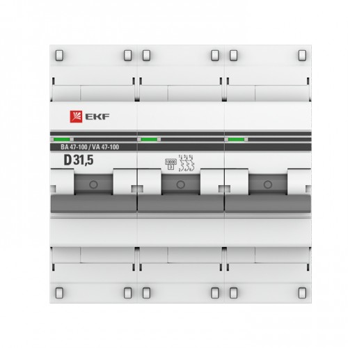 Автоматический выключатель 3P  31,5А (D) 10kA ВА 47-100 EKF PROxima