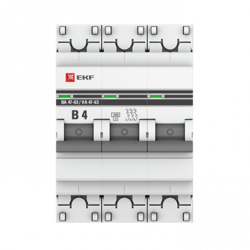 Автоматический выключатель 3P 4А (B) 4,5кА ВА 47-63 EKF PROxima