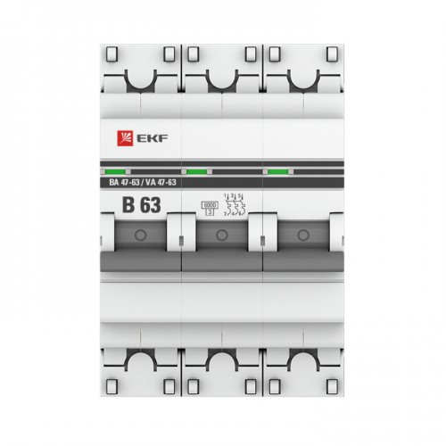 Автоматический выключатель 3P 63А (B) 6кА ВА 47-63 EKF PROxima