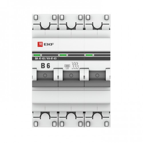 Автоматический выключатель 3P  6А (B) 6кА ВА 47-63 EKF PROxima