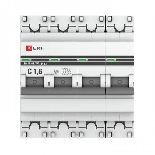 Автоматический выключатель 4P  1,6А (C) 4,5kA ВА 47-63 EKF PROxima