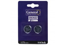 Батарейка General GBAT-CR2032 кнопочная литиевая  2шт в блист (800562) (2/40/640)