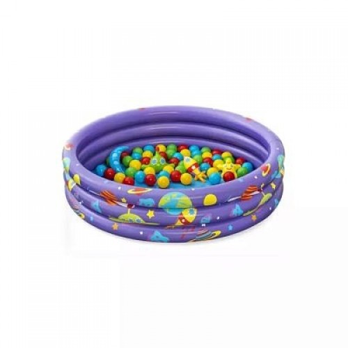 52466 NEW Бассейн надувной "Галактика" с мячами и игрушками 102х25см, 101л, от 2 лет Bestway