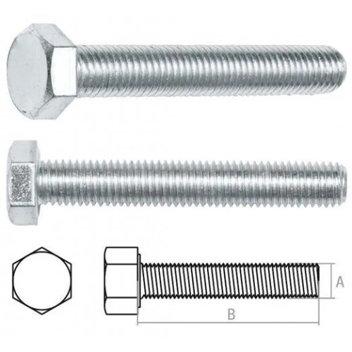 Болт М10х55 мм шестигр., цинк, кл.пр. 8.8, DIN 933 (30 шт в карт. уп.) STARFIX