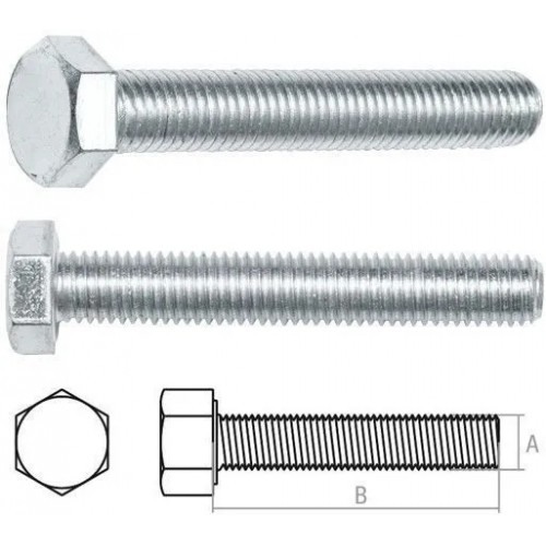 Болт М16х90 мм шестигр., цинк, кл.пр. 8.8, DIN 933 (10 шт в карт. уп.)
