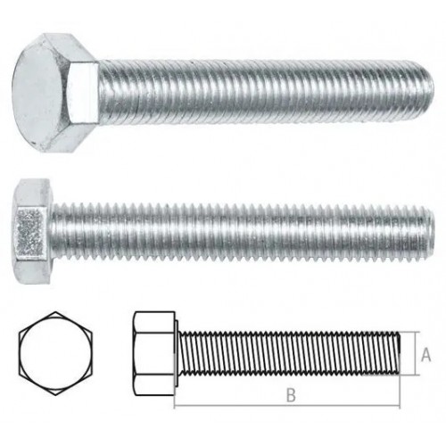 Болт М6х30 мм шестигр., цинк, кл.пр. 8.8, DIN 933 (100 шт в карт. уп.) STARFIX