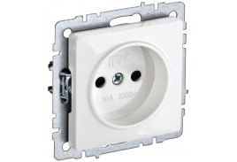 BRITE Розетка 1-местная без заземления с защитными шторками 10А РСш10-2-БрБ белый IEK