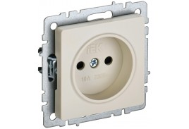 BRITE Розетка 1-местная без заземления с защитными шторками 10А РСш10-2-БрКр бежевый IEK