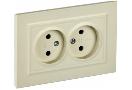 BRITE Розетка 2-местная без заземления без защитных шторок 10А в сборе РС12-2-БрКр бежевый IEK