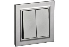 BRITE Выключатель 2-клавишный 10А в сборе ВСР10-2-0-БрС сталь IEK