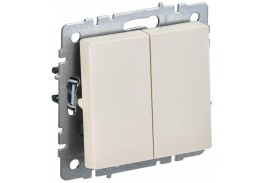 BRITE Выключатель 2-клавишный 10А ВС10-2-0-БрКр бежевый IEK