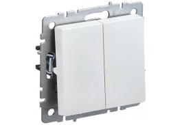 BRITE Выключатель 2-клавишный 10А ВС10-2-0-БрЖ жемчуг IEK