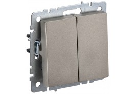 BRITE Выключатель 2-клавишный проходной 10А ВС10-2-6-БрШ шампань IEK