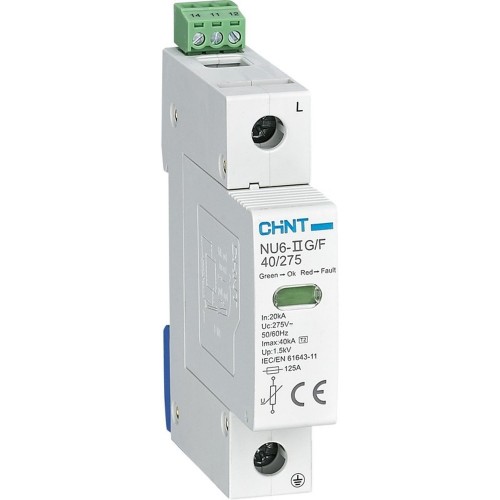 Ограничитель NU6-IIG 1Р In=25kA Uc=440B Im=65kA (хар.С) CHINT