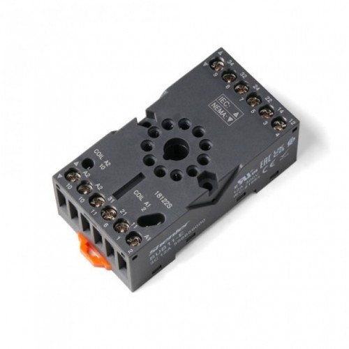 Цоколь SUB11-E, 3CO/11pin, 12A(300V), винтовой зажим, черный, на рейку DIN35/панель, для RUB3CO, R15, 60.13...