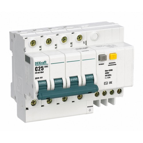 Выключатель автоматический дифференциального тока 4п C 25А 30мА тип AC 4.5кА ДИФ-101 6.5мод SchE