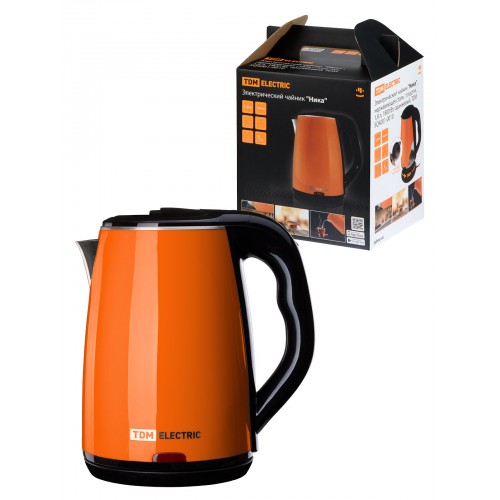 Электрический чайник "Ника", нержавеющая сталь / пластик, 1,8 л, 1800 Вт, оранжевый, TDM