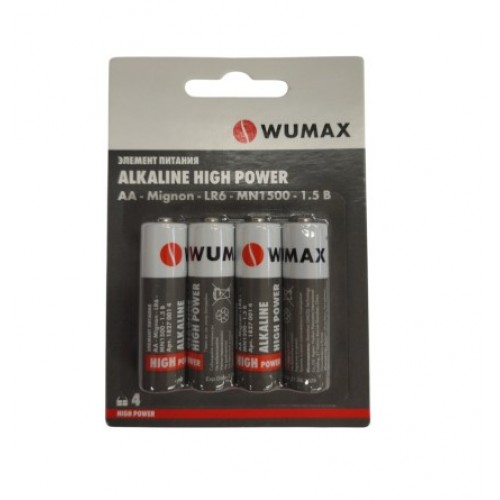 Элемент питания ALKALINE HIGH POWER АА/LR6-1.5В,  щелочной, WUMAX