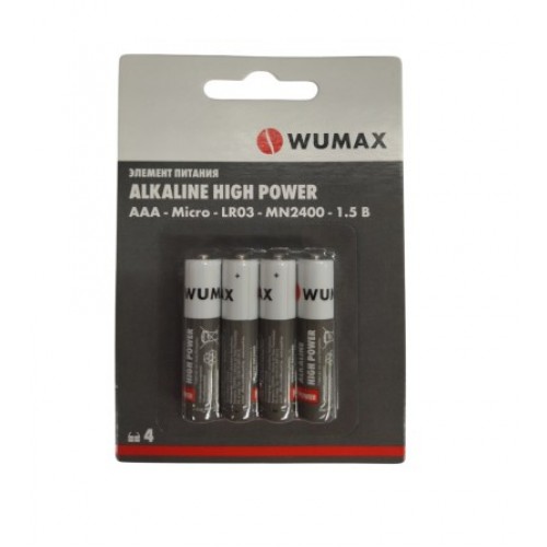 Элемент питания ALKALINE HIGH POWER ААA/LR03-1.5В, щелочной, WUMAX