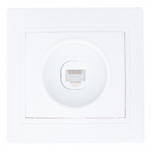 Розетка компьютерная RJ45 скрытой установки IP20, белая "Дельта" General