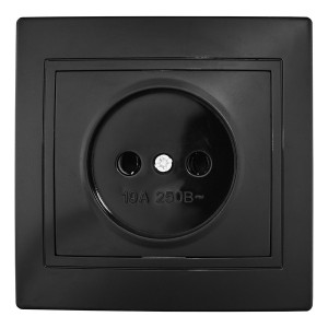 Розетка 2П скрытой установки 16А 250В IP20, черная (керамика) 