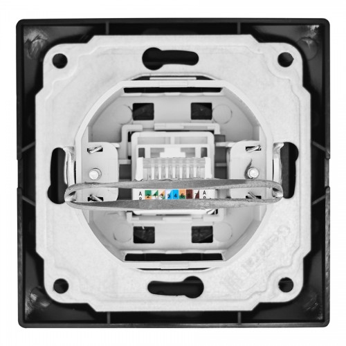 Розетка компьютерная RJ45 скрытой установки IP20, черная "Дельта" General