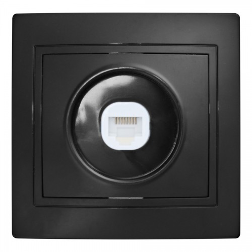 Розетка компьютерная RJ45 скрытой установки IP20, черная "Дельта" General