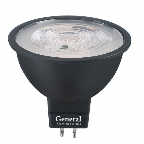 Лампа Светодиодная General GLDEN-MR16-8-230-GU5.3-3000 Диффузор 60 градусов Черный корпус 1/10/100