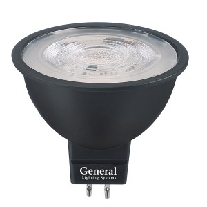 Лампа Светодиодная General GLDEN-MR16-8-230-GU5.3-3000 Диффузор 60 градусов Черный корпус 1/10/100