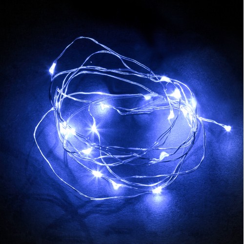 Гирлянда  линейная Роса, 20 LED 2м, синий, батарейки 2*АА,  IP 20,  шнур 0,5м ,CL570