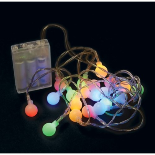 Гирлянда линейная Шарики 40 LED мульти, длина 4 м, батарейки 3*АА,  IP20, шнур 0,5 м, CL556