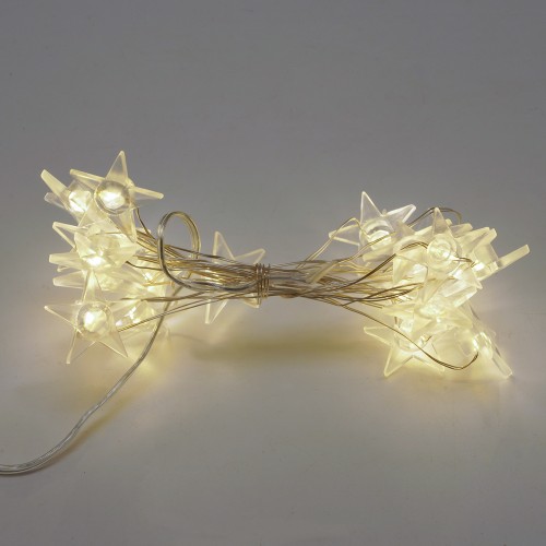 Гирлянда линейная Звездочки на проволоке, 20 LED 2700K, батарейки 2*АА, 2.3м, прозр. шнур, IP20, CL589