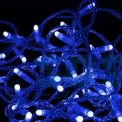 Гирлянда "Нить" 10м постоянное свечение, прозрачный ПВХ, 24В, цвет:синий