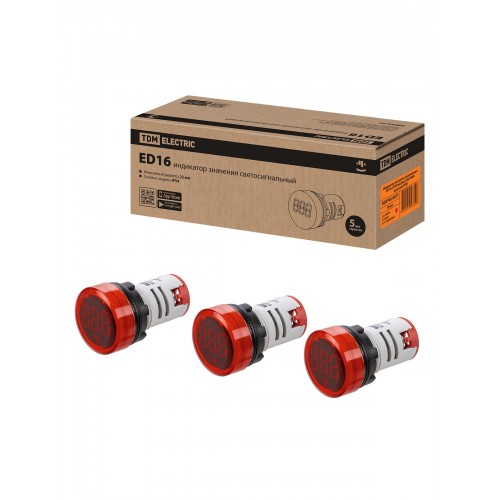 Индикатор значения напряжения ED16-22VD d22мм 20В-500В красный TDM