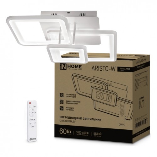 Светильник светодиодный ELEGANT ARISTO-W 60Вт 230В 3000-6500K 4700Лм 530х448х150мм пульт ДУ белый IN HOME