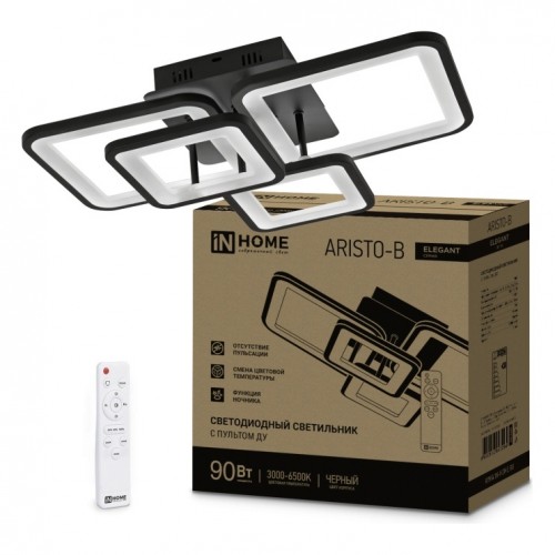 Светильник светодиодный ELEGANT ARISTO-B 90Вт 230В 3000-6500K 535х370х150мм пульт ДУ черный IN HOME