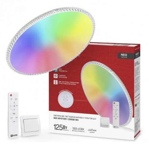 Светильник светодиодный NEO MYSTERY-125RGB-WH 125Вт 230В 3000-6500K 10000Лм 465x60мм ДУ белый IN HOME