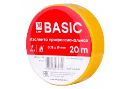 Изолента класс А (0,18х19мм) (20м.) желтая EKF Basic