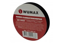 Изолента полиэстер - 19ммх25м, черная, WUMAX